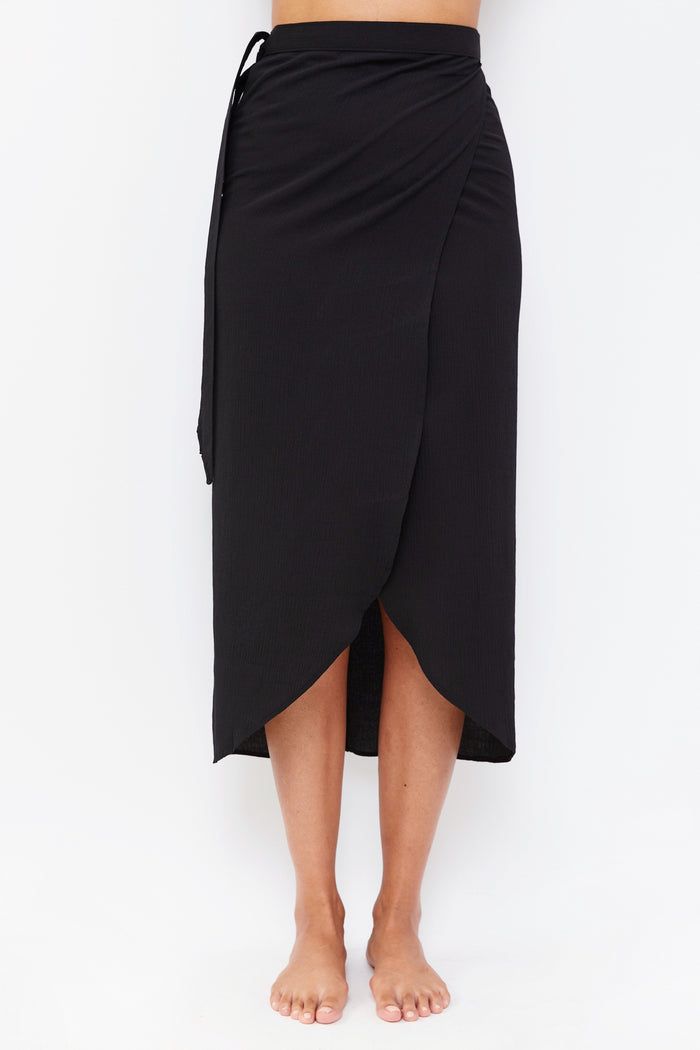 Black Sarong Tie Wrap Skirt | Premium Modest Resortwear | LYRA Modest